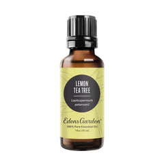 Edens Garden Lemon Tea Tree oil bottle ready for versatile aromatherapy at home.