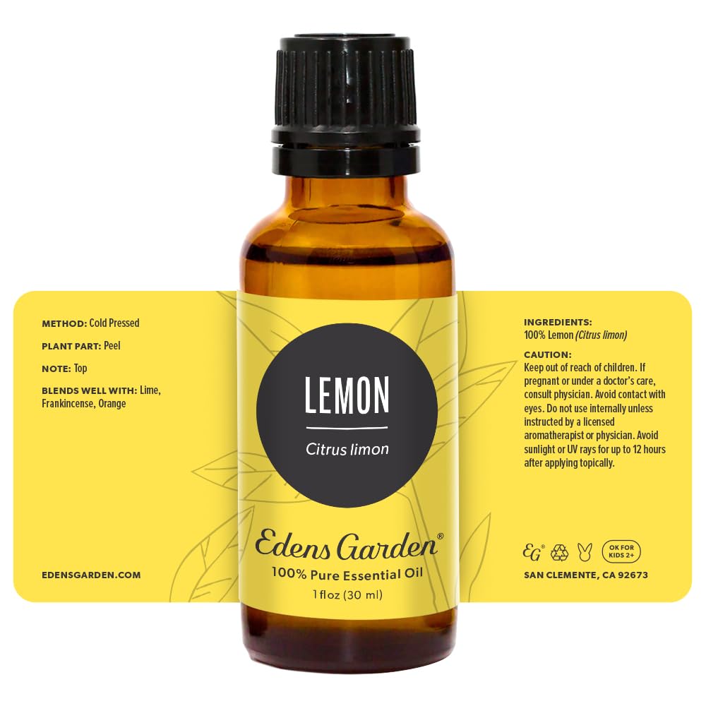 Edens Garden Lemon Essential Oil with licensed aromatherapist support overview