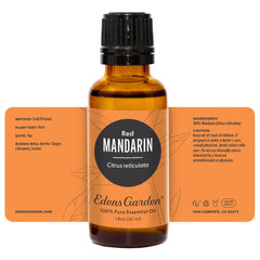 Gift-ready Edens Garden Mandarin-Red packaging for aromatherapy lovers.