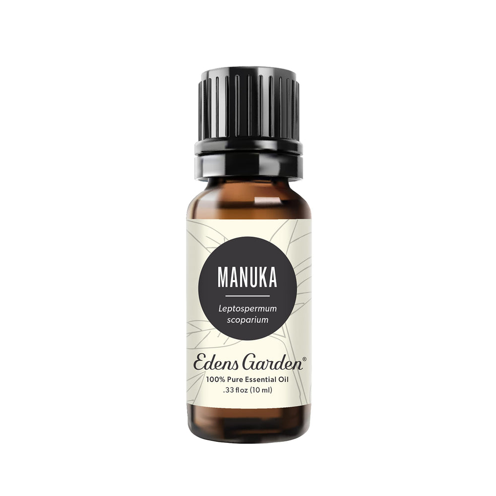 Edens Garden Manuka oil bottle front, ready for diffusion and skin care.