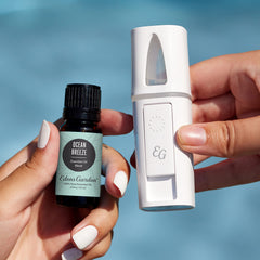 Close-up of Ocean Breeze label showing premium-grade quality