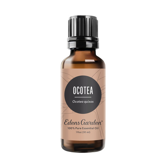 Edens Garden Ocotea essential oil bottle with label, signaling premium quality for aromatherapy.