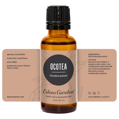 Ocotea bottle near a diffuser and humidifier, suitable for room diffusion.