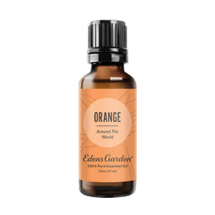 Edens Garden Orange Around The World bottle ready for diffusion to lift mood.