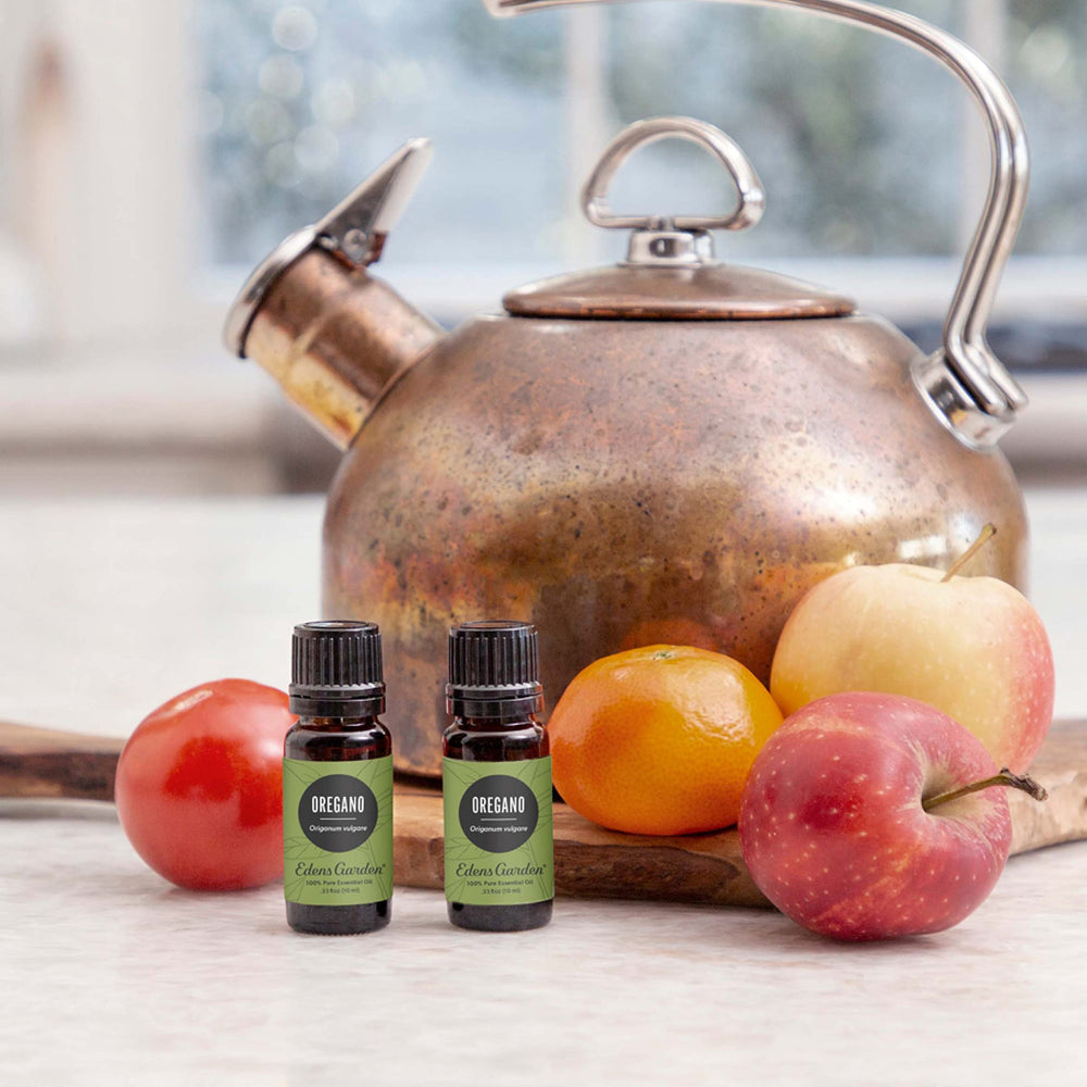 Edens Garden oregano oil in diffuser releasing a herbaceous aroma.