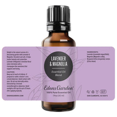 Edens Garden packaging and product display highlighting premium essential oils