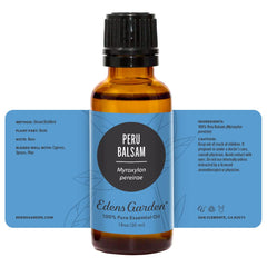 Edens Garden Peru Balsam supports calming aromatherapy sessions.