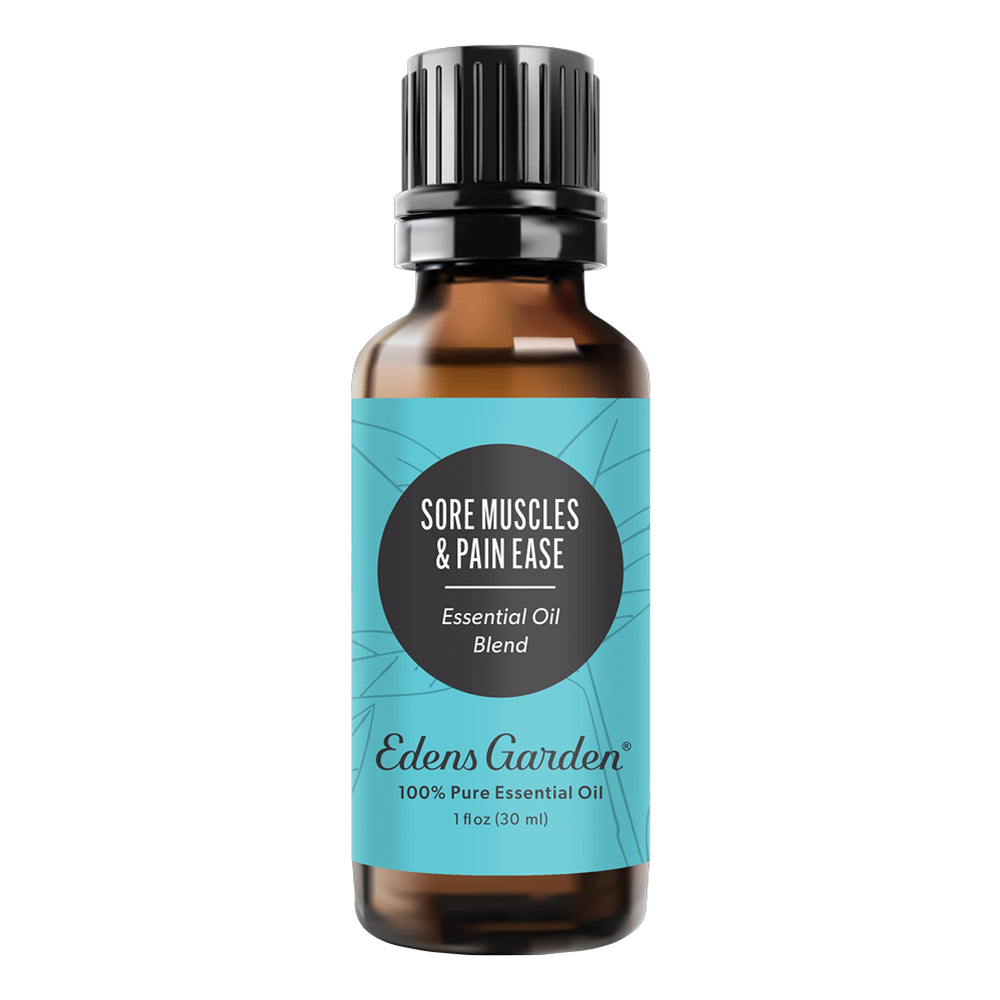Edens Garden Sore Muscles & Pain Ease bottle front for soothing aromatherapy