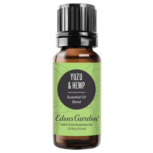 Edens Garden Yuzu and Hemp blend bottle ready to diffuse for an uplifting citrus mood.