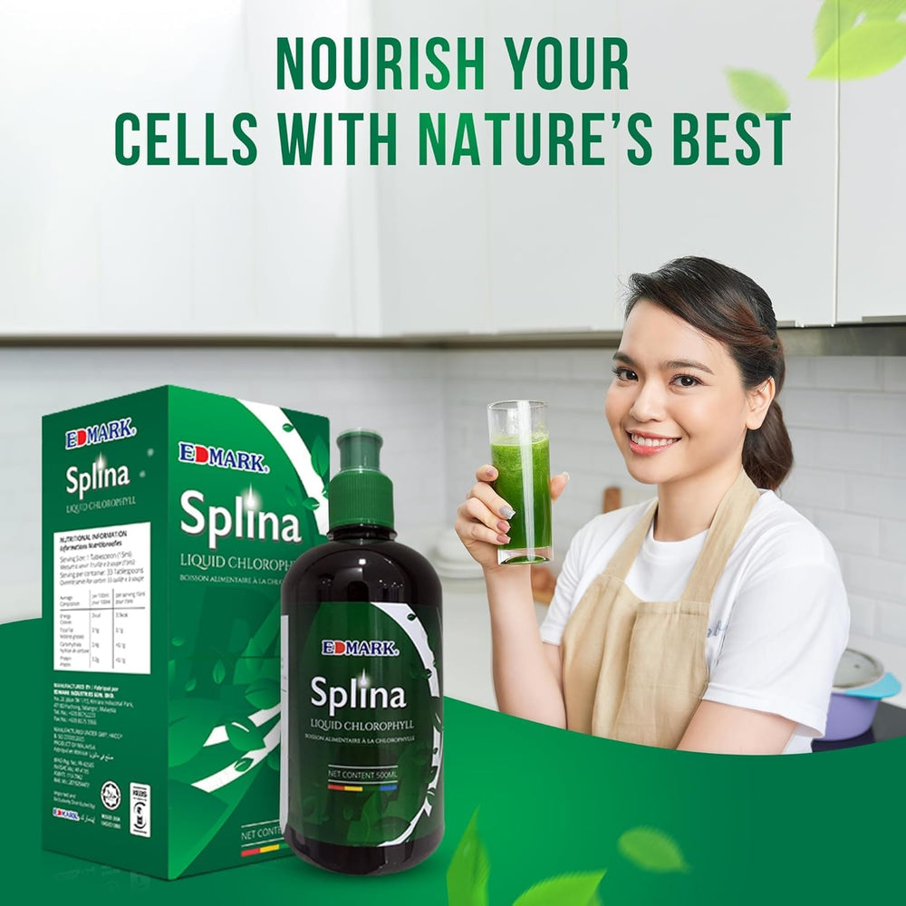 EDMARK chlorophyll green drink highlighting internal freshness and focus