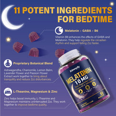 Edmmyliy melatonin ingredients scatter highlights natural blend.