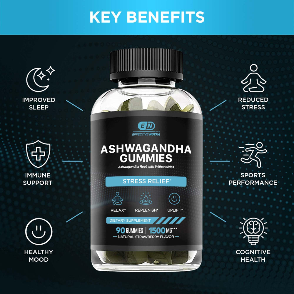 Close-up of Effective Nutra Ashwagandha gummies highlighting texture