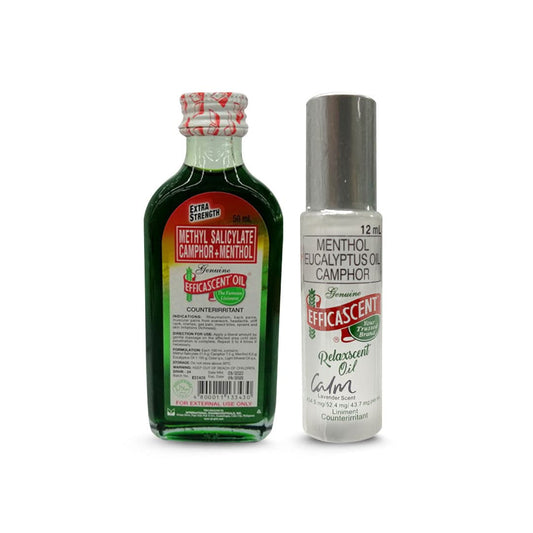 Efficascent Oil bundle pack shot illustrating two topicals for targeted muscle and joint comfort.