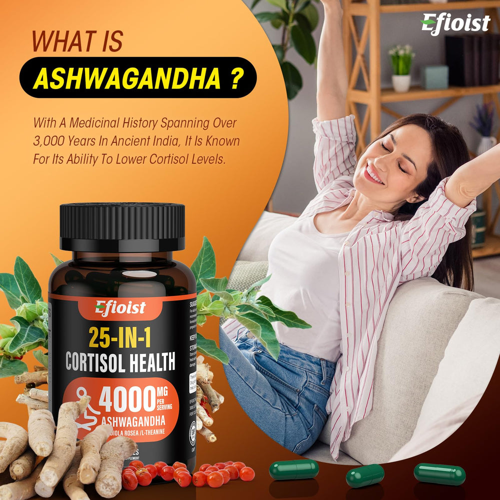 Efioist rhodiola rosea capsules illustrate a 25-in-1 blend for balanced energy.