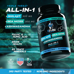 eFlow Nutrition Sea Moss capsules on white background promise immune support.
