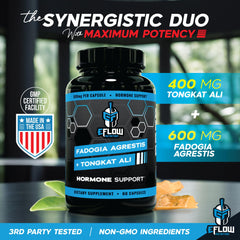 eFlow Nutrition label and packaging emphasizing third-party testing and USA manufacturing