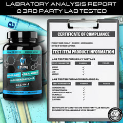 eFlow Nutrition lab-tested purity certificate signifies quality assurance.