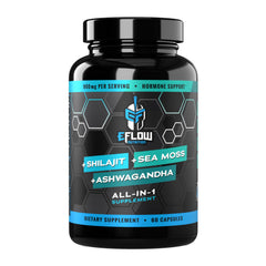 eFlow Nutrition Shilajit capsules bottle close-up for daily energy.