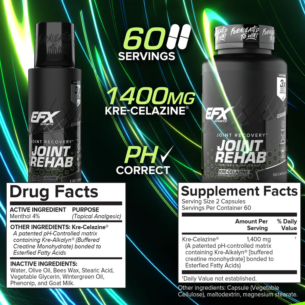 EFX Sports Joint Rehab topical cream provides quick cooling relief for minor aches