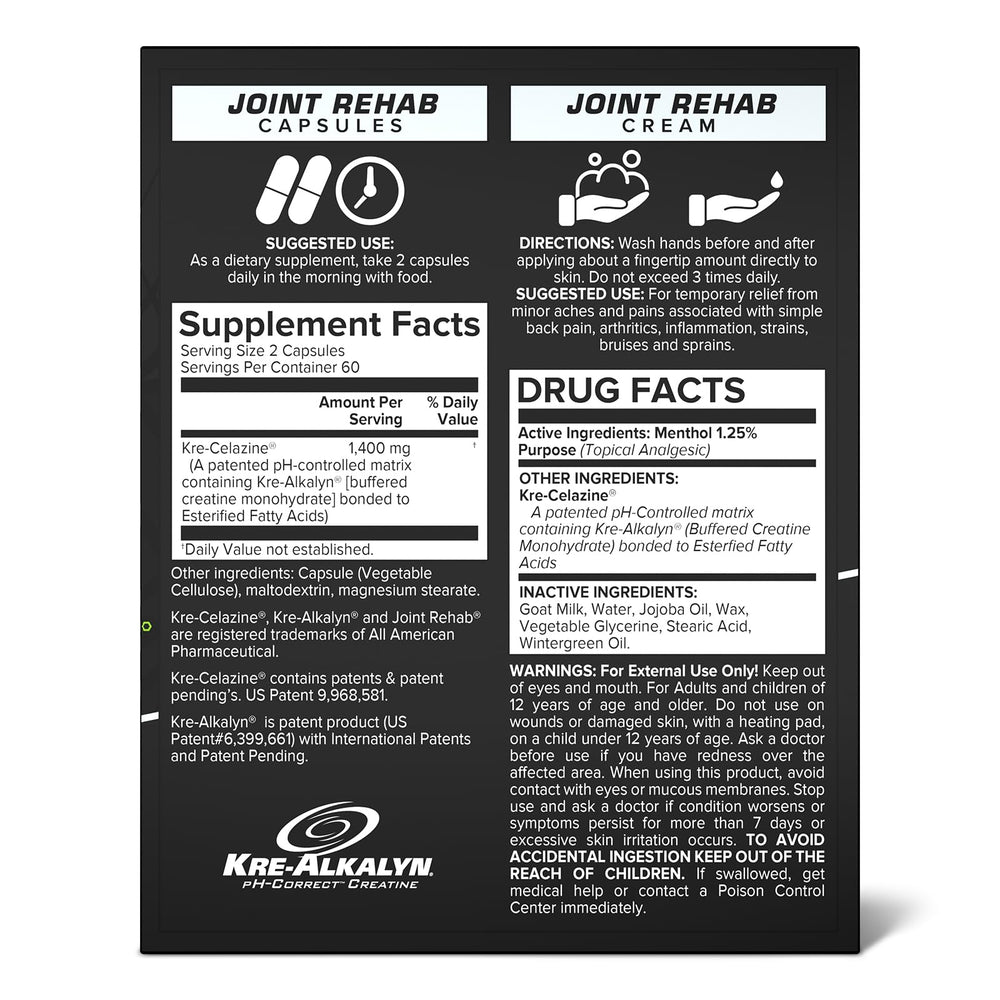 EFX Joint Rehab kit shown ready for use with capsules and cream