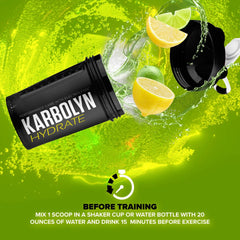 Vegan-friendly Karbolyn Hydrate tub label emphasizes dietary compatibility.