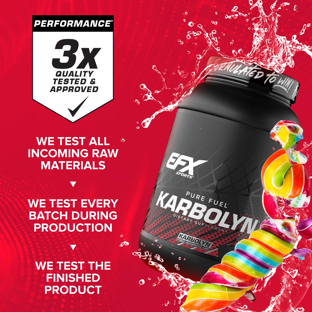 EFX Sports Karbolyn Fuel label closeup confirms vegan-friendly gluten-free carb source