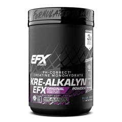 EFX Sports Kre-Alkalyn EFX powder bottle showing stable creatine for consistent workouts.