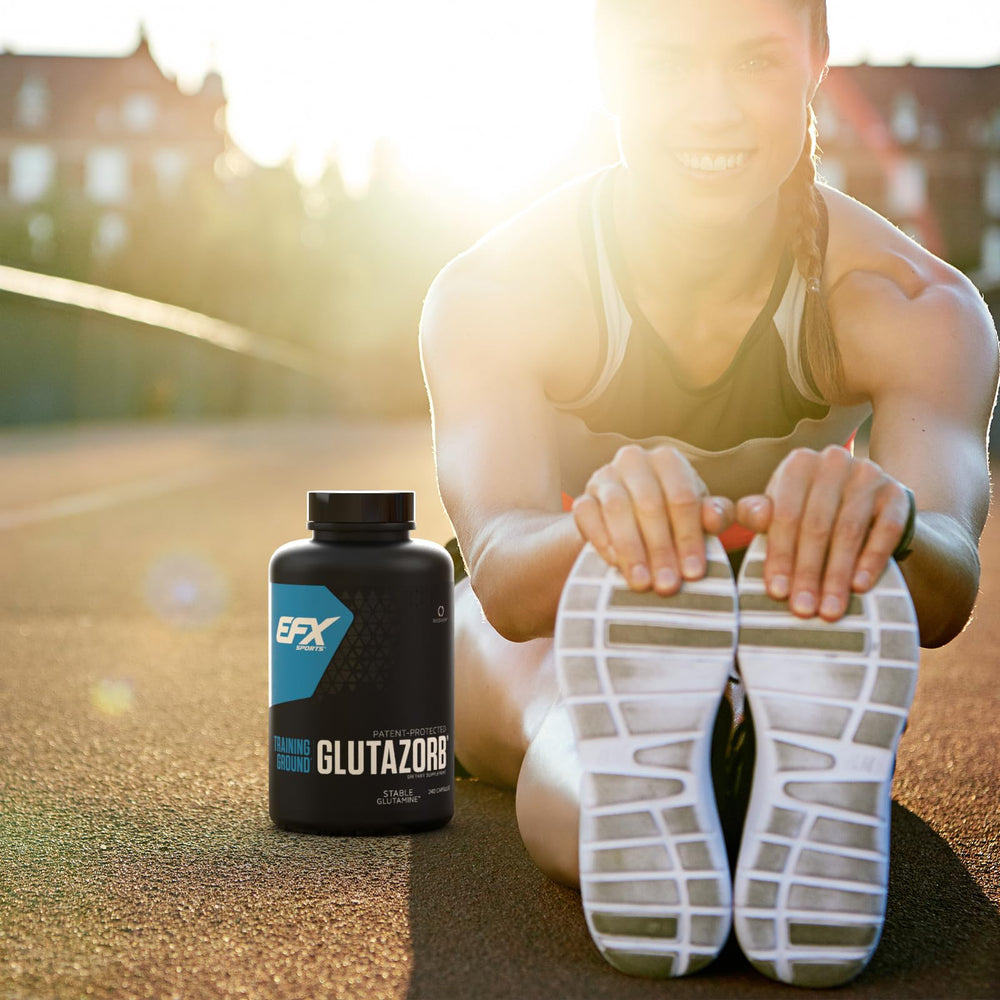 EFX Sports Training Ground Glutazorb hero shot emphasizing performance-oriented supplementation.
