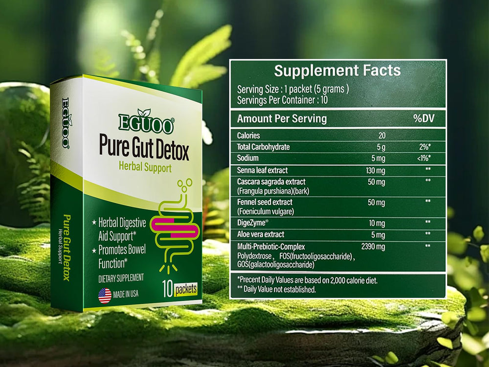 EGUOO Pure Gut Detox usage guidelines for easy daily cleanse