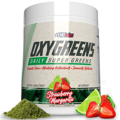 EHP Labs OxyGreens Strawberry Margarita bottle front for daily greens.