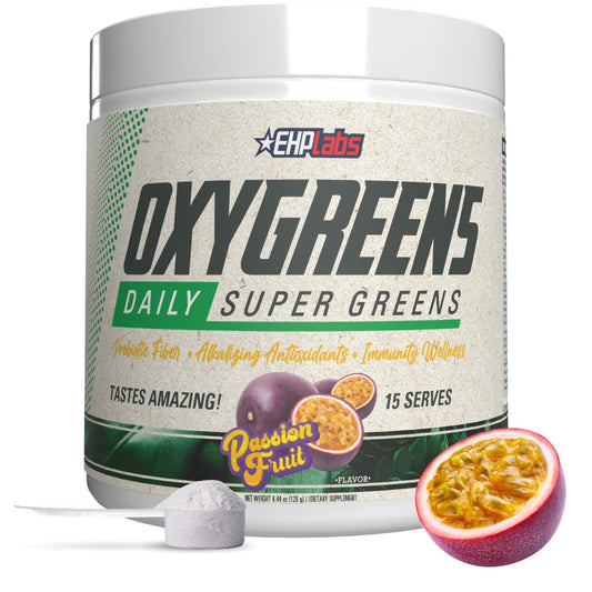 EHP Labs OxyGreens bottle front view for daily greens nutrition