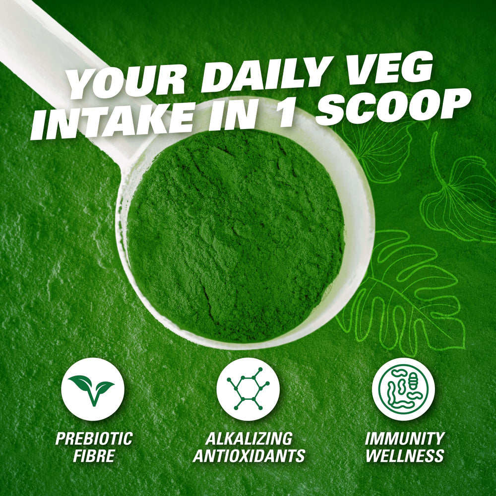 Refreshing OxyGreens shake in a glass showcasing pineapple flavor.