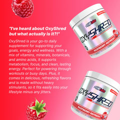 EHP Labs OxyShred energy-boost feature emphasized for workouts.