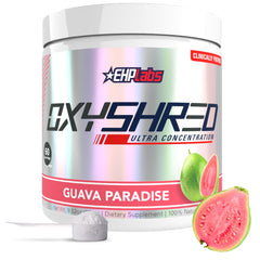 EHP Labs OxyShred Guava Paradise bottle ready for pre-workout energy.