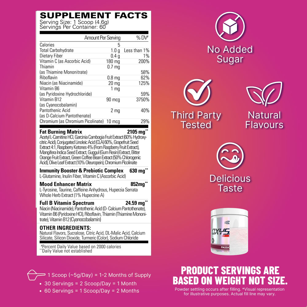 Close-up OxyShred label emphasizes ingredient quality