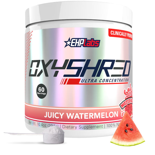 EHP Labs OxyShred Juicy Watermelon tub with refreshing flavor for workouts