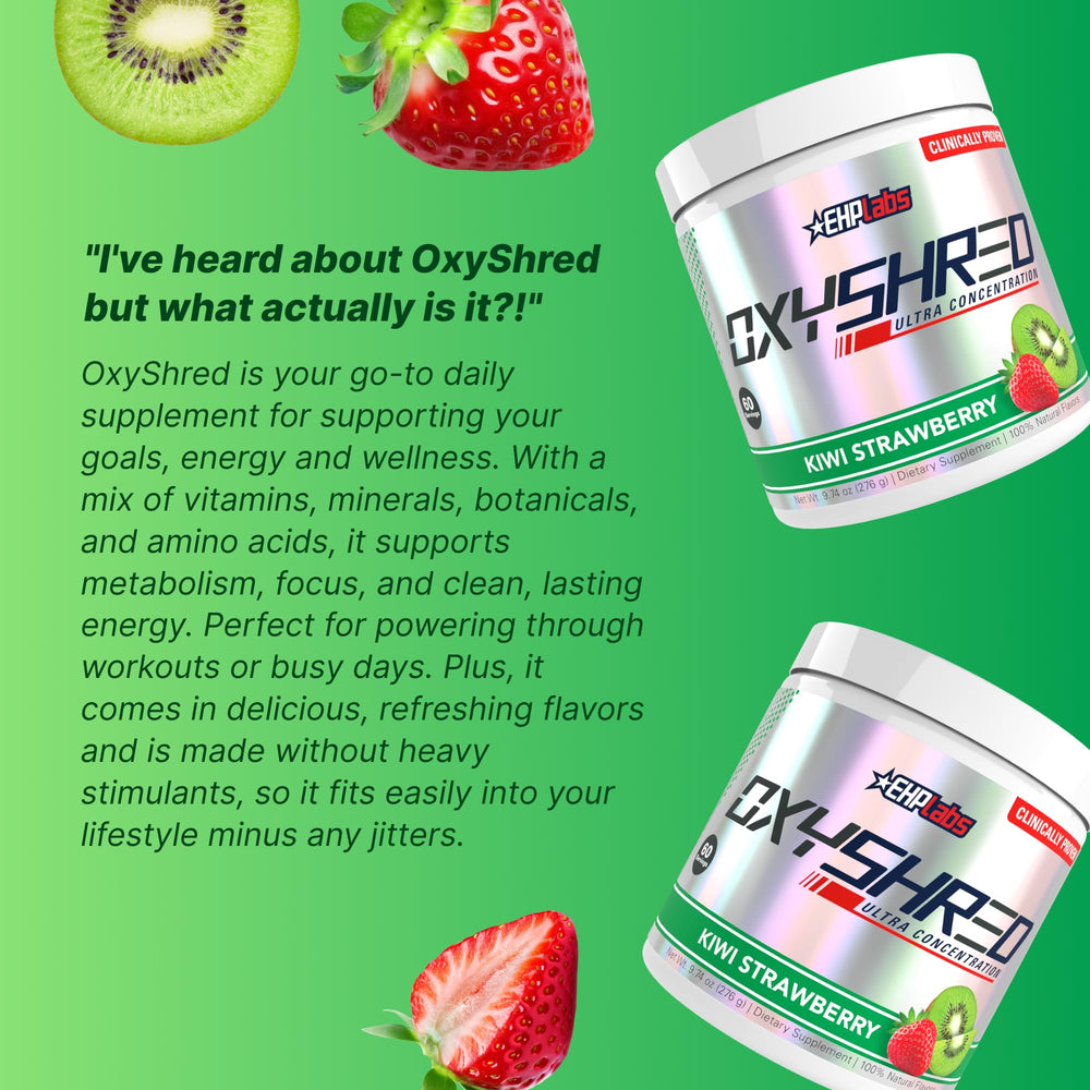 Gym bottle with EHP Labs OxyShred Kiwi Strawberry for on-the-go energy support