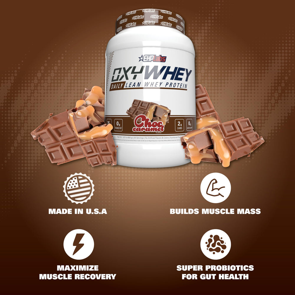 EHP Labs OxyWhey ingredients label emphasizes whey protein isolate and enzyme blend