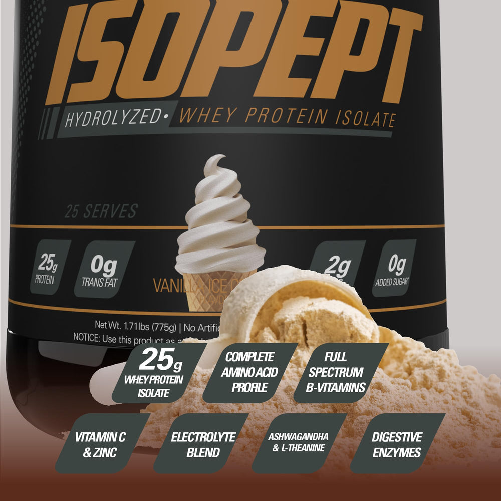 EHPlabs IsoPept ingredients panel features Ashwagandha and Theanine.