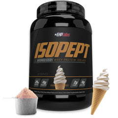 EHPlabs IsoPept tub front showing vanilla label for premium protein.