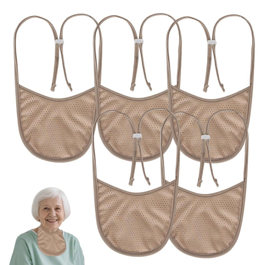 EHUELDER breathable tracheostomy cover with mesh exterior protects the stoma during daily wear.