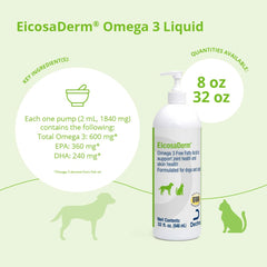 Dropper dispensing EicosaDerm Omega 3 into pet food for easy dosing
