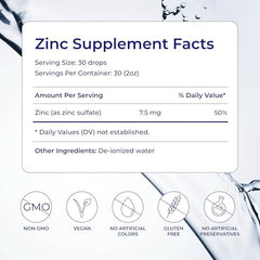 Dropper dispensing zinc liquid into water for easy daily use.