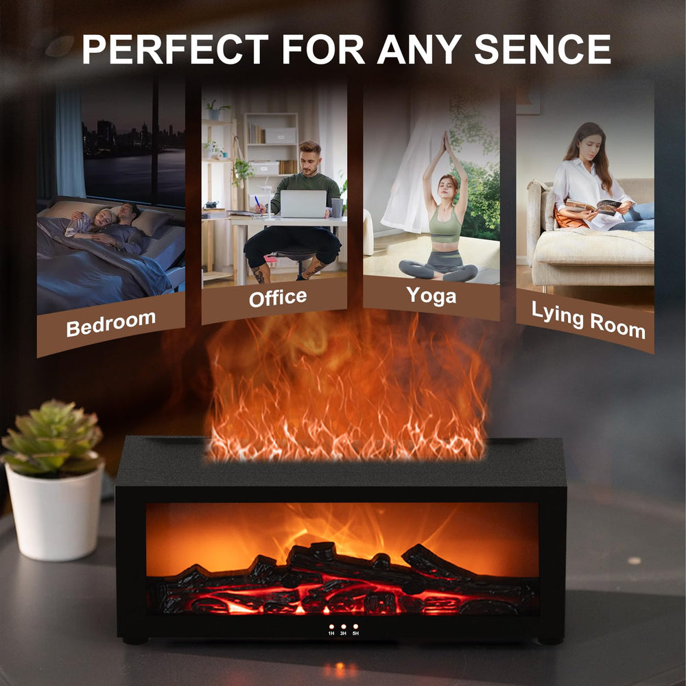 Eiifiter mini fireplace diffuser fits desks and yoga spaces for relaxation.