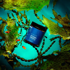 eimele Optimal Omega+ label highlighting lutein and zeaxanthin antioxidants for eye health