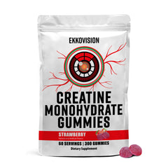 Ekkovision Creatine Gummies packaging showing convenient pre-workout option for busy days.
