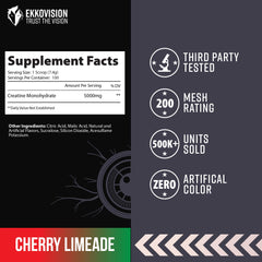 Ekkovision creatine monohydrate powder in a shaker, providing smooth texture and consistent dispersion.