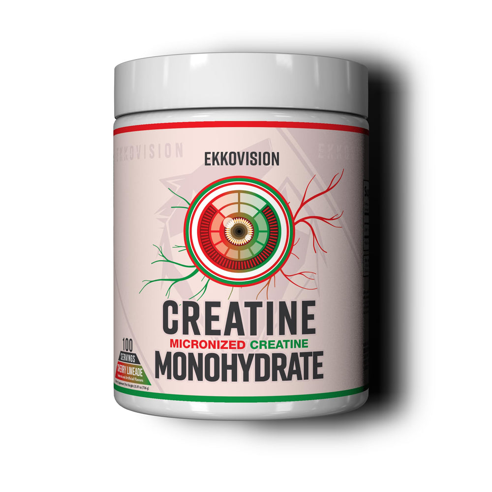Ekkovision creatine monohydrate powder, micronized for easy mixing in water or juice, improves mixability.