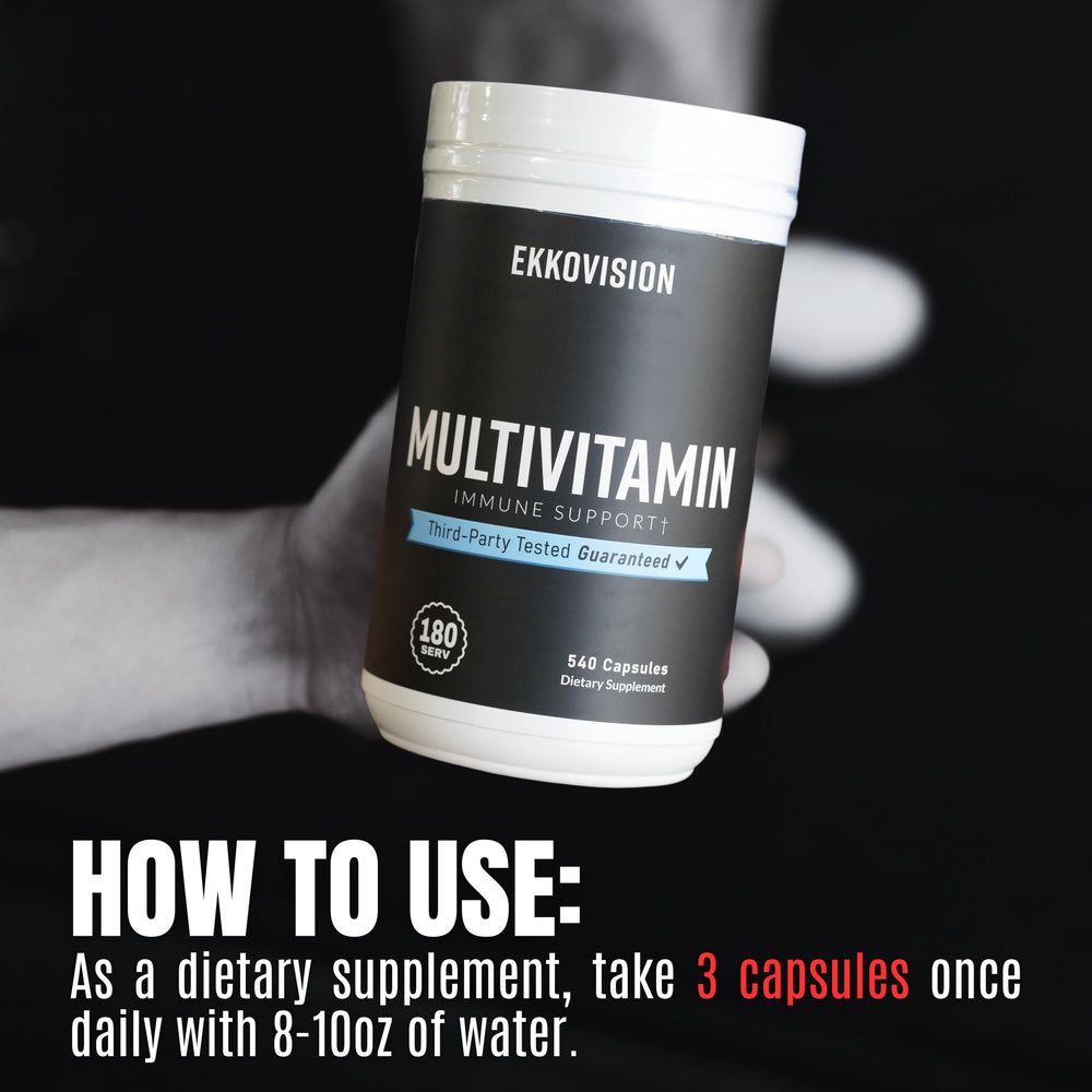 Ekkovision Multivitamin bottle showing 540 capsules for long-term use