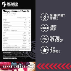 Ekkovision whey protein bottle shows 30 servings for daily use